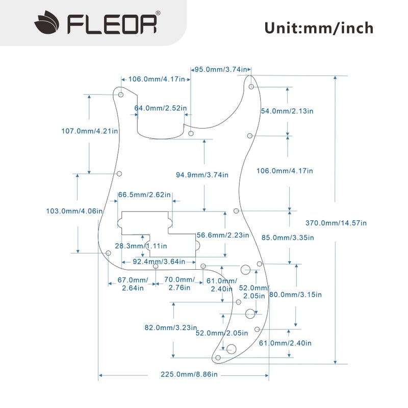 FLEOR 3Ply Black P Bass Pickguard Guitar Scratch Plate Pick Guard for 4 String American/Mexican Standard P Bass Style - Image 2